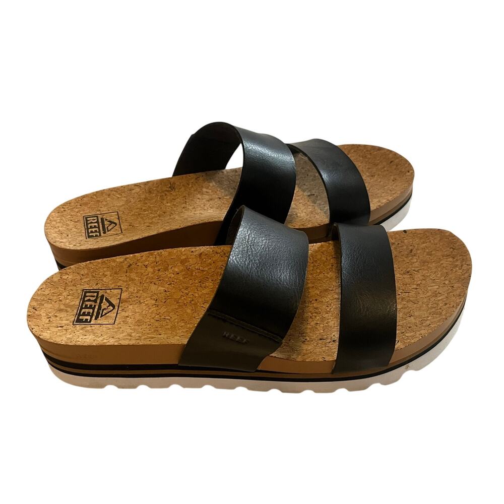 REEF Cushion Vista Hi Platform Sandals Black Women's Size 10 (EUR 41)
